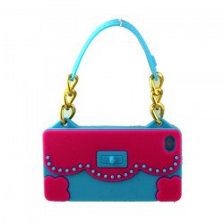 iPhone 4S 4 Flower Handbag (Hot Pink - Blue)